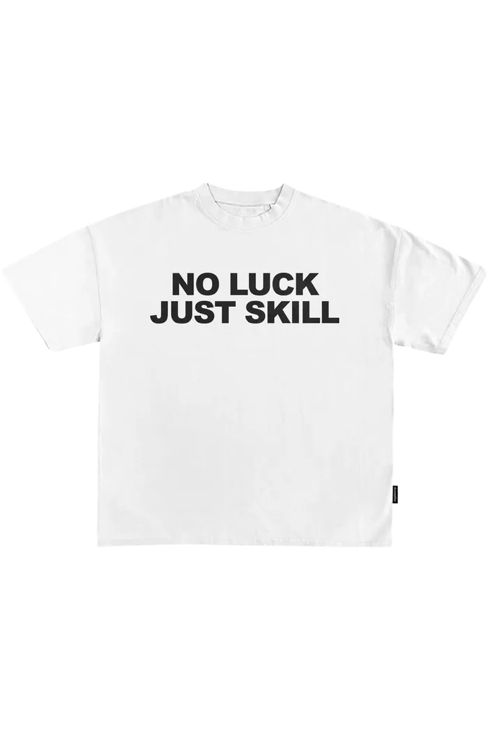 Белая футболка No Luck Just Skill 